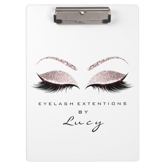 Makeup Artist Beauty Lashes Glitzer Pink White Klemmbrett (Vorderseite)