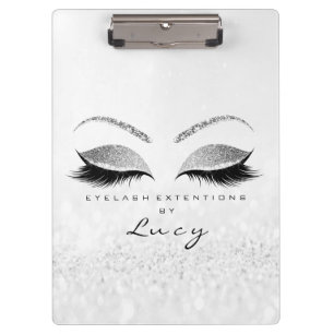 Makeup Artist Beauty Lashes Glitzer Silbergrau Klemmbrett