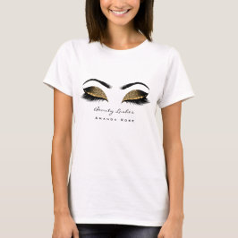 Makeup Artist Beauty Lashes Studio Gold Glitzer T-Shirt