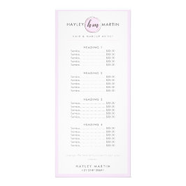 Makeup Artist Beauty Salon Elegante Rosa Preislist Werbekarte