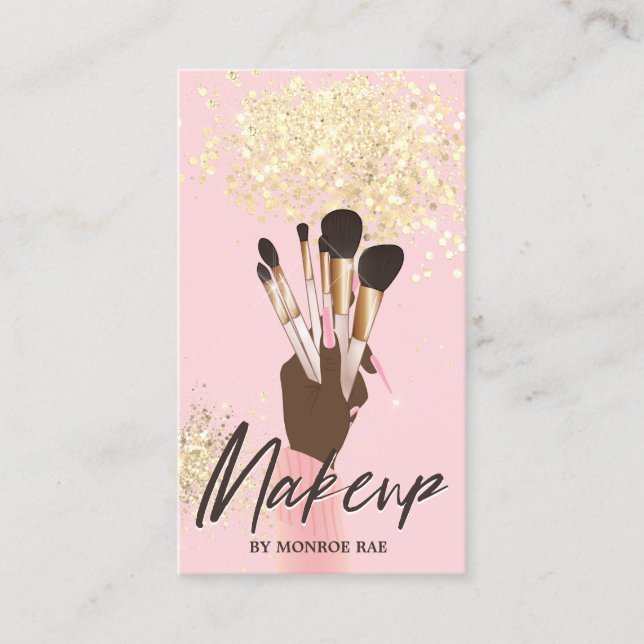 Makeup Artist Beauty Salon Glam Pink und Gold Visitenkarte (Vorderseite)