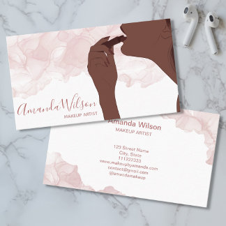 Makeup Artist Beauty Salon Glitzer Afro American Visitenkarte