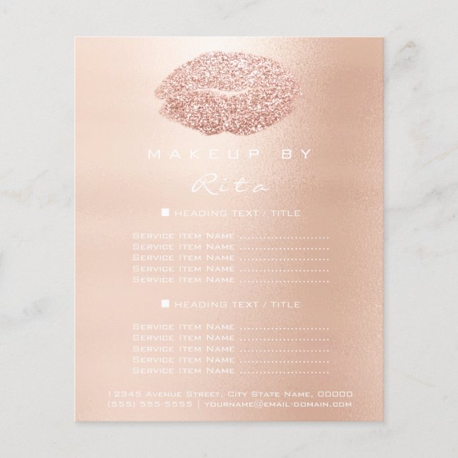 Makeup Artist Beauty Salon Glitzer Flyer Rosa Livi (Vorne)
