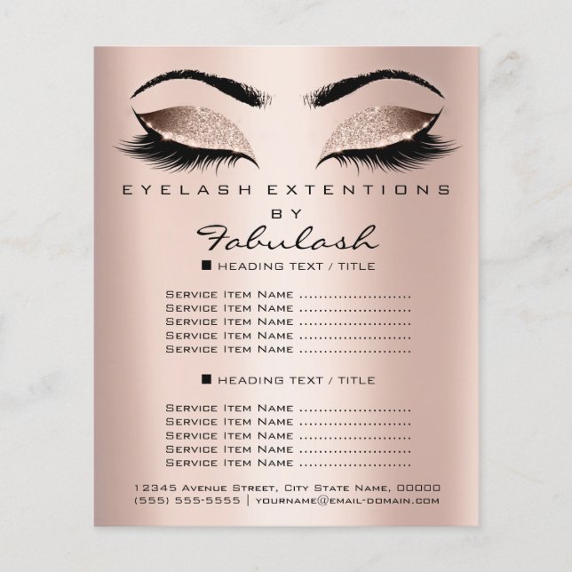 Makeup Artist Beauty Salon Glitzer Flyer Rosa Rose (Vorne)
