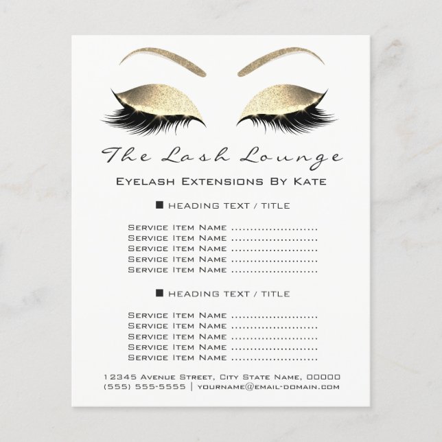 Makeup Artist Beauty Salon Gold Glitzer Flyer Glam (Vorne)