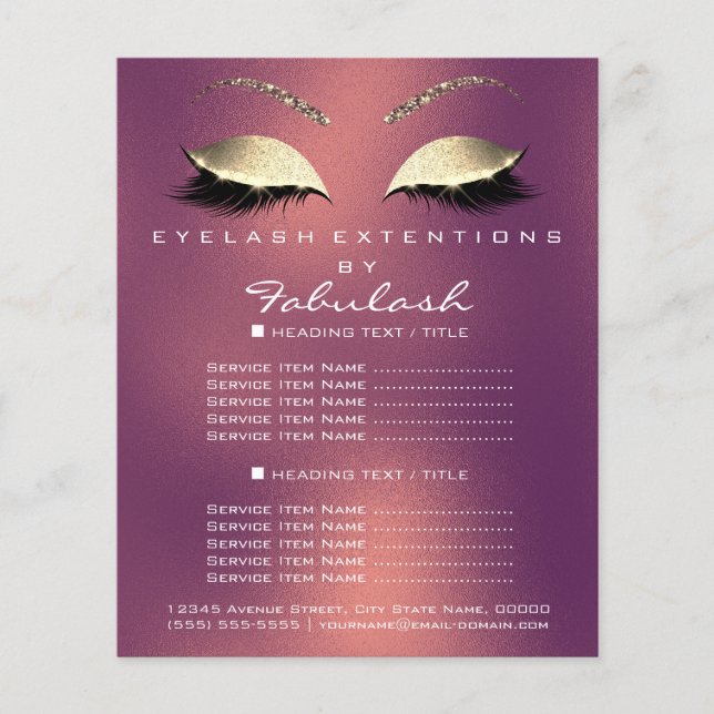 Makeup Artist Beauty Salon Gold Glitzer Flyer Rose (Vorne)