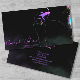 Makeup Artist Beauty Salon Holographic Glitzer Visitenkarte
