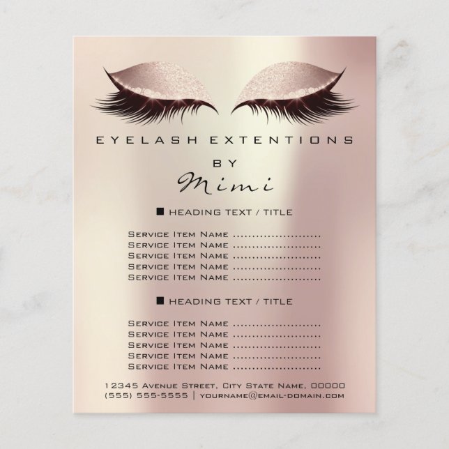Makeup Artist Beauty Salon Lashes Flyer Rose (Vorne)