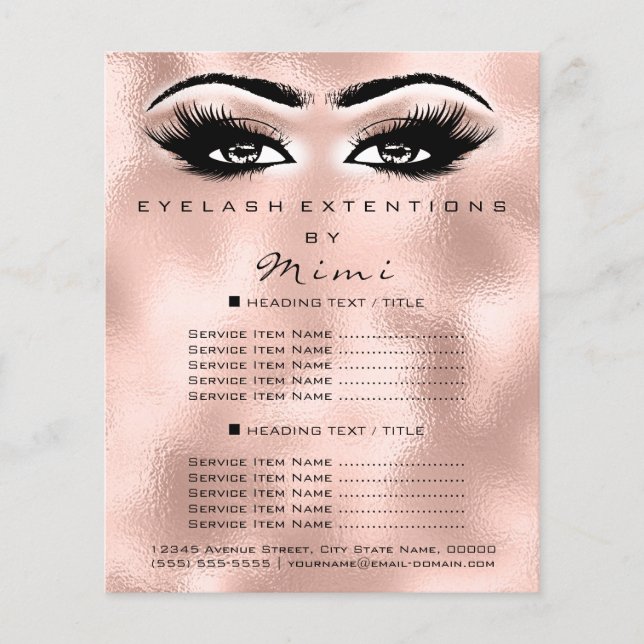 Makeup Artist Beauty Salon Lashes Flyer Rose Blush (Vorne)
