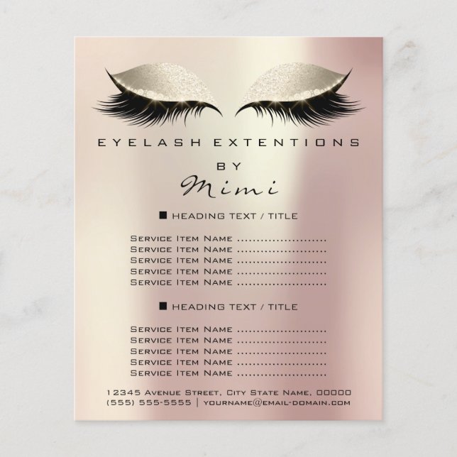Makeup Artist Beauty Salon Lashes Flyer Rose Elfen (Vorne)
