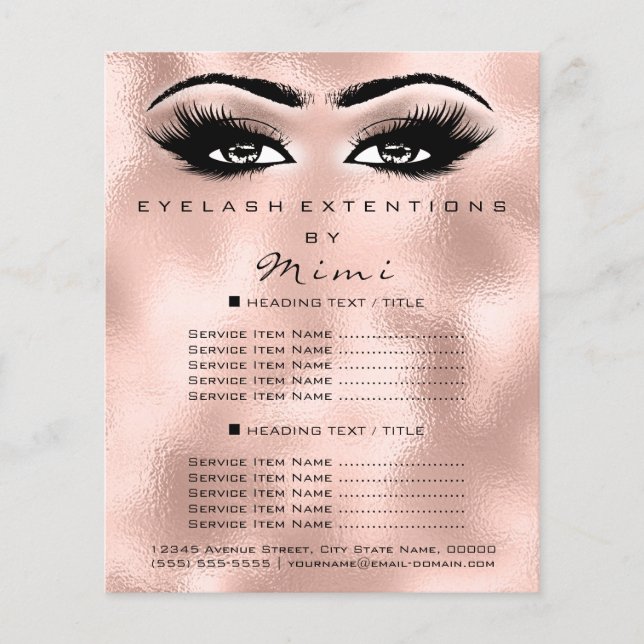 Makeup Artist Beauty Salon Lashes Flyer Rose Rosa (Vorne)