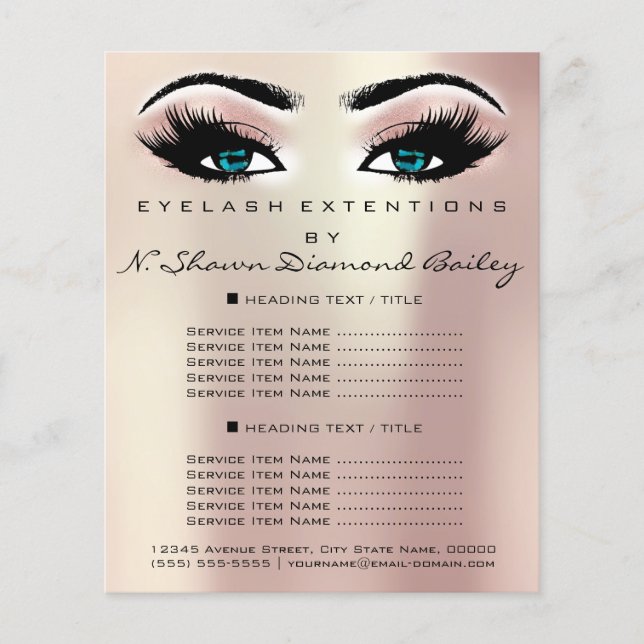 Makeup Artist Beauty Salon Lashes Rose Blue Eyes Flyer (Vorne)