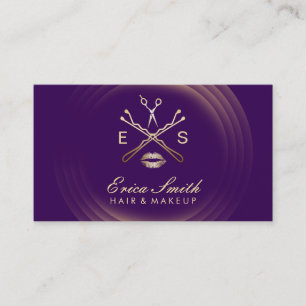 Makeup Artist Beauty Salon Modernes Gold & Lila Visitenkarte