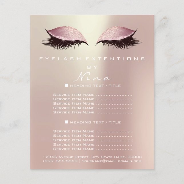 Makeup Artist Beauty Salon Pink Gold Glitzer Flyer (Vorne)