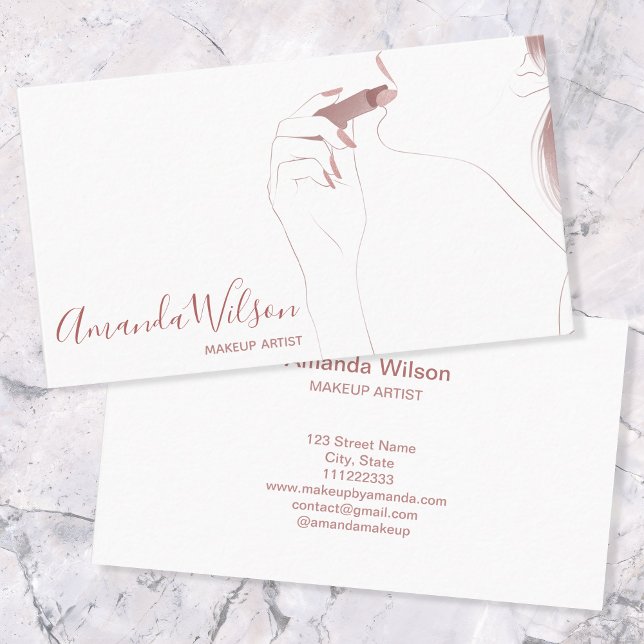 Makeup Artist Beauty Salon Rose Gold Glitzer Chic Visitenkarte (Von Creator hochgeladen)