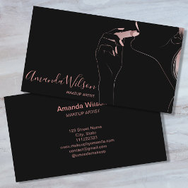 Makeup Artist Beauty Salon Rose Gold Glitzer Schwa Visitenkarte