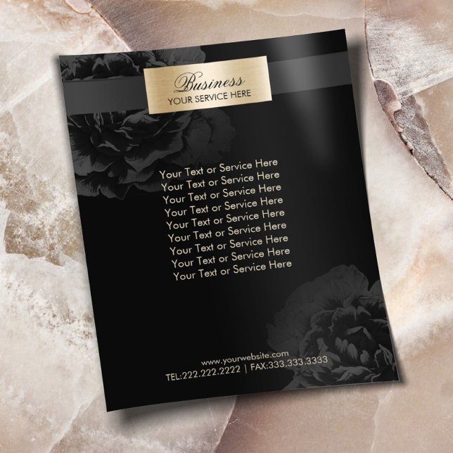 Makeup Artist Black Floral Beauty Salon Broschüren (Von Creator hochgeladen)