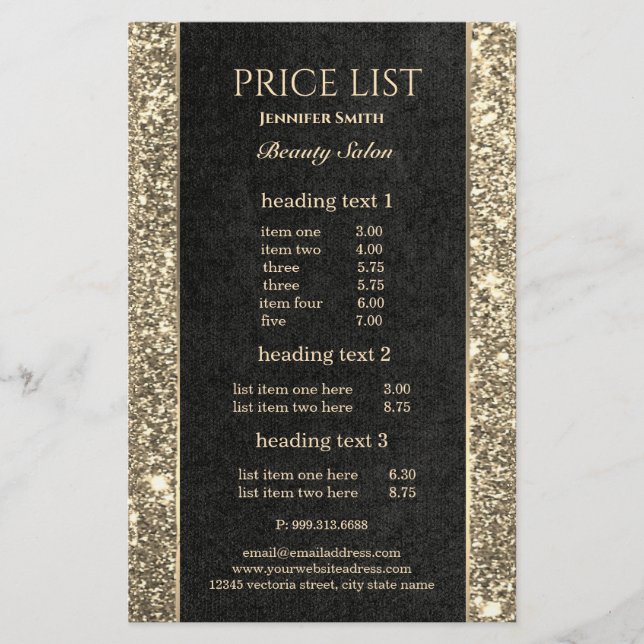 Makeup Artist Black Gold Glitzer Flyer (Vorne)