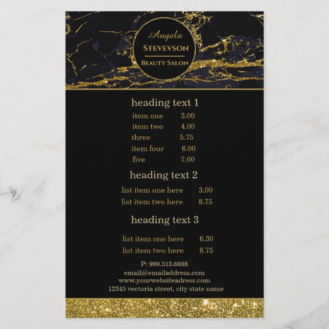 Makeup Artist Black Gold Marmor Flyer (Vorne)