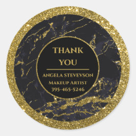 Makeup Artist Black Gold Marmoraufkleber Runder Aufkleber