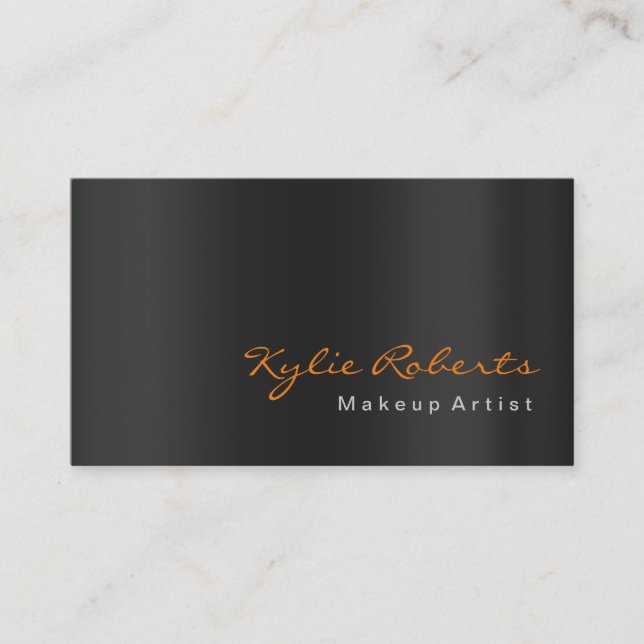 Makeup Artist Black Gray Orange Calligraphy Visitenkarte (Vorderseite)