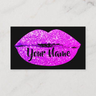 Makeup Artist Black Pink Kiss Lips Glitzer Visitenkarte