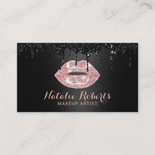 Makeup Artist Black Tropfens Rose Gold Visitenkarte