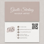 Makeup Artist Blush Mauve Modern Eleganter QR Code Visitenkarte<br><div class="desc">Chic blush mauve Make-up Künstler Visitenkarte mit einem sauberen QR-Code,  elegante Typografie und anpassbare Details. Ideal für Makeup-Künstler,  Schönheitsexperten und Salon-Besitzer,  die eine stilvolle,  moderne und berufliche Branding-Karte gewollt haben.</div>