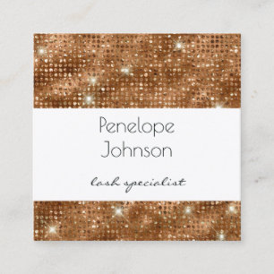 Makeup Artist Bronze Sparkle Glam Quadratische Visitenkarte