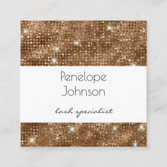 Makeup Artist Bronze Sparkle Glam Quadratische Visitenkarte (Vorderseite)