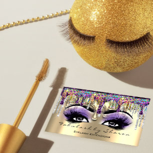 Makeup Artist Brow Eyelash Gold Violet Holograph Visitenkarte
