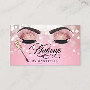 Makeup Artist Brow Eyelash Pink Glitzer Visitenkarte