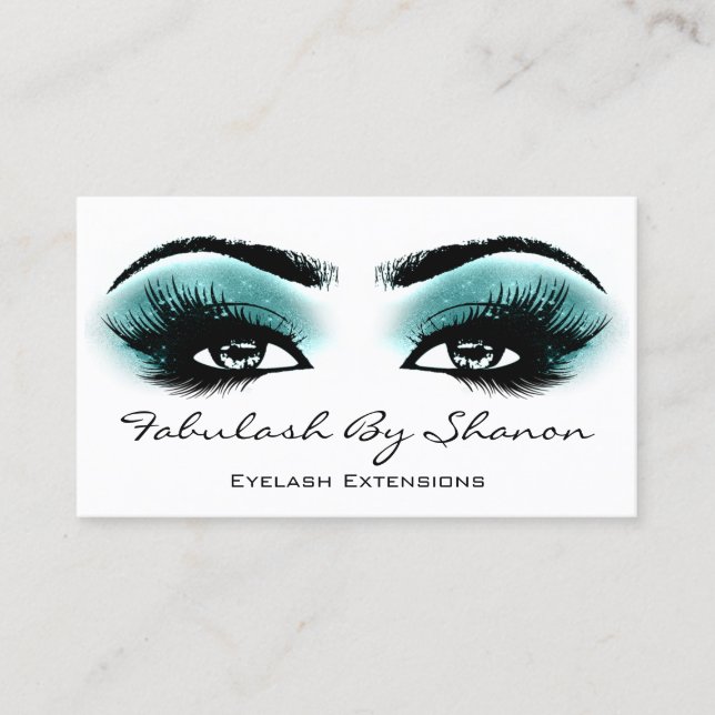Makeup Artist Brow Eyelash Smoky Aquamarin Visitenkarte (Vorderseite)