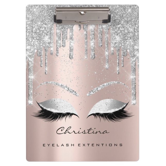 Makeup Artist Browns Lashes Spark Confetti Grau Klemmbrett (Vorderseite)