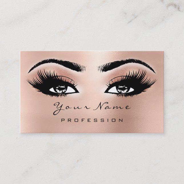 Makeup Artist Brows Eyes Lashes Glitzer Peach Rose Visitenkarte (Vorderseite)
