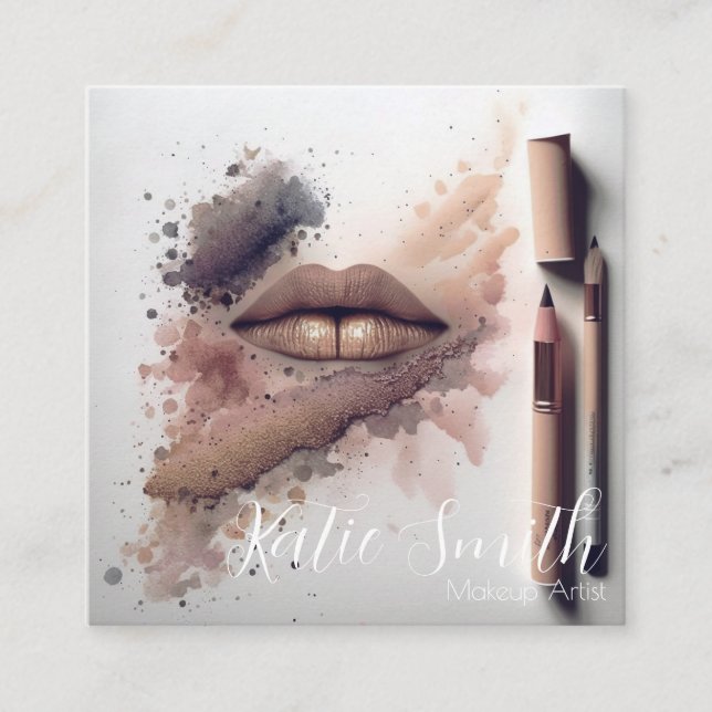 Makeup Artist Business Card Quadratische Visitenkarte (Vorderseite)