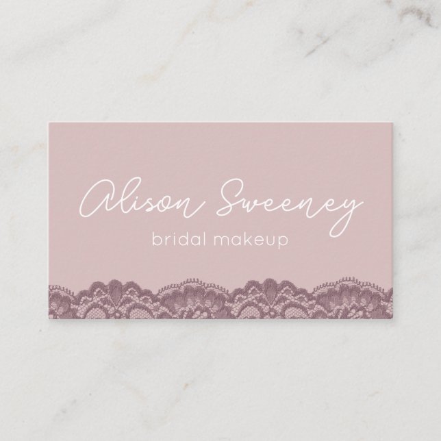 Makeup Artist Business Card Rose und Spitze Visitenkarte (Vorderseite)