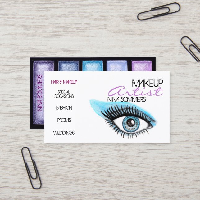 Makeup Artist Business Card Visitenkarte (Vorderseite/Rückseite Beispiel)