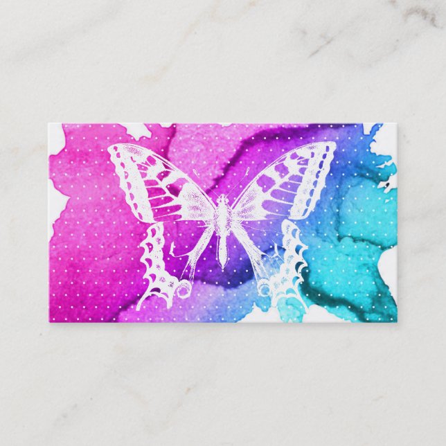 Makeup Artist Butterfly Elegantes Wasser Visitenkarte (Vorderseite)