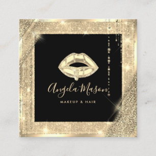 Makeup Artist Chic Einzigartiger Salon QR Code Bla Quadratische Visitenkarte