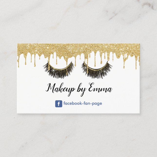 Makeup Artist Chic Lashes Moderne Gold Drilling Visitenkarte (Vorderseite)