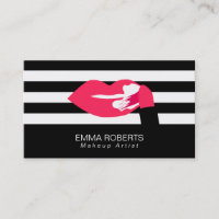 Makeup Artist Classy Modern Stripes Rote Lippen