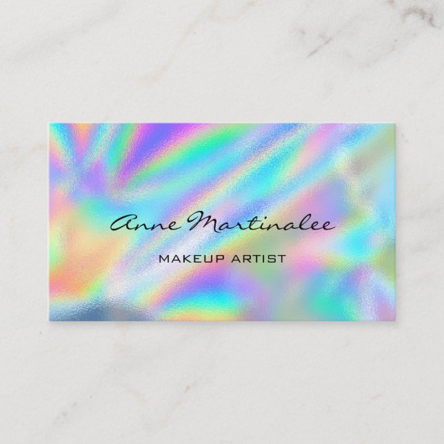 Makeup Artist Colorful Holographic Visitenkarte (Vorderseite)