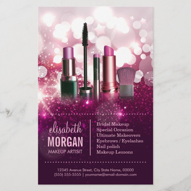 Makeup Artist Cosmetican - Pink Beauty Glitzer Flyer (Vorne)