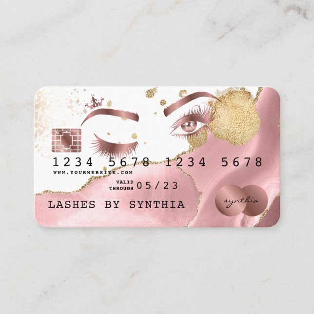 Makeup artist Credit Card Stylus Blush Pink Agate Visitenkarte (Vorderseite)