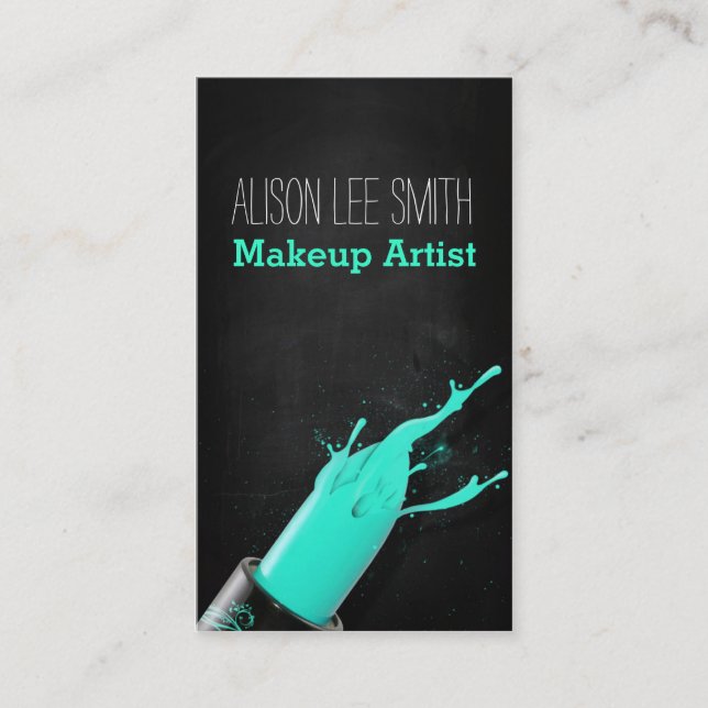 Makeup Artist/Cyan Lipstick Visitenkarte (Vorderseite)