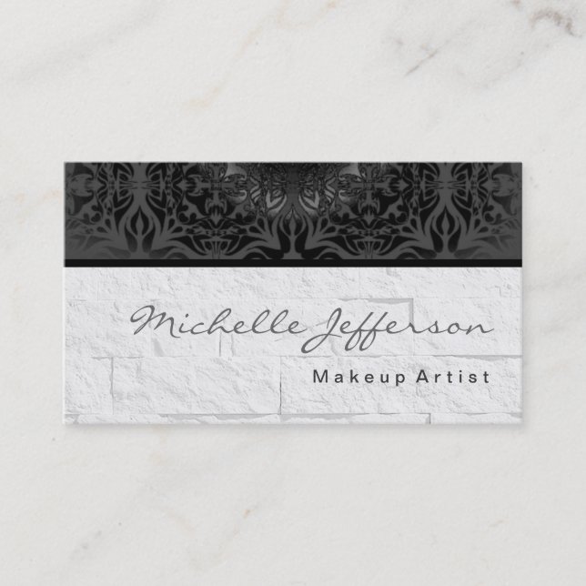 Makeup Artist Damask Wall Pattern Business Card Visitenkarte (Vorderseite)
