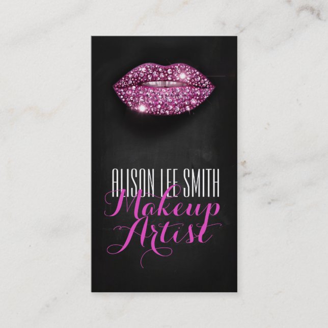 Makeup Artist/Diamonds Sparkle Lips Visitenkarte (Vorderseite)