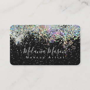 Makeup Artist Elegant Holography Glitzer Schwarz Visitenkarte