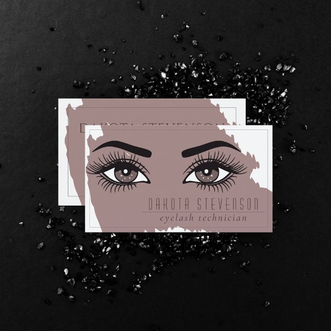 Makeup Artist | Elegante dunkle Taupe Augen und Ha Visitenkarte (Von Creator hochgeladen)